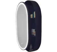ZTGL Specchio da Parete Ovale con Luce-LED, Specchio Contenitore per Bagno Mobile Pensile A Parete, Armadietto a Specchio con Funzione di Archiviazione in Lega di Alluminio, Nero, 50x80 cm