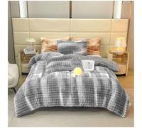 ZTGL Trapunta Matrimoniale in Finta Pelliccia di Coniglio, Piumino Spessa e Calda per l'Inverno, Comoda, Morbida, Soffice, per Divano e Letto, Coperta Pesante di Lusso,Grigio,180x220cm(3.5kg)