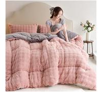 ZTGL Trapunta Matrimoniale in Finta Pelliccia di Coniglio, Piumino Spessa e Calda per l'Inverno, Comoda, Morbida, Soffice, per Divano e Letto, Coperta Pesante di Lusso,Pink a,150x200cm(2kg)