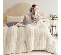 ZTGL Trapunta Matrimoniale in Finta Pelliccia di Coniglio, Piumino Spessa e Calda per l'Inverno, Comoda, Morbida, Soffice, per Divano e Letto, Coperta Pesante di Lusso,Bianca,200x230cm(4kg)