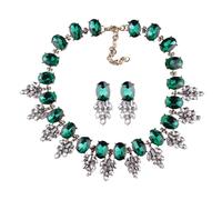 Zthread Lux Statment - Collana girocollo con foglie e cristalli, per abito da sera, set di gioielli da donna, one size, Cristallo, Cristallo