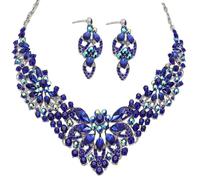 Zthread Set di collana e orecchini a costina con strass di cristallo, collana grossa con perline, accessori alla moda per le donne, Acrilico, Acrilico.