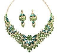 Zthread Set di collana e orecchini a costina con strass di cristallo, collana grossa con perline, accessori alla moda per le donne, Acrilico