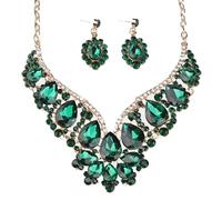 Zthread Set di collana e orecchini vintage con cristalli per donne, gioielli da sposa, ballo di fine anno, feste in costume, One Sine, Cristallo, Cristallo