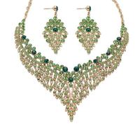 Zthread Strass Cristallo Costina Dichiarazione Collana Orecchino Perline Chunk Collare Collana Accessori Moda Donna Set di Gioielli, Acrilico, lega