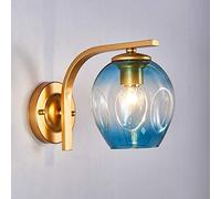 ZTJ-Lighting Applique Vintage, Lampada da Parete Moderna con Paralume in Vetro, 1 Luce, Applique da Parete A LED in Metallo Semplice per Soggiorno, Camera da Letto, Bagno, Illuminazione Interna,Blu