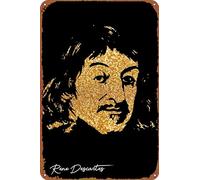 ZTLLFV Rene Descartes divertente targa in metallo vintage nera decorazione artistica da parete soggiorno bagno cucina poster decorazione 20,3 x 30,5 cm