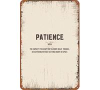 ZTLLFV Targa in metallo con scritta in lingua inglese "patience", divertente e divertente, decorazione artistica da parete, stile retrò, per la decorazione della casa, idea regalo, 20 x 30 cm