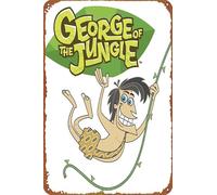 ZTLLFV Targa in metallo retrò con scritta "George of the Jungle", per Halloween, grotta, bar, club, casa, 20,3 x 30,5 cm