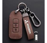 ZTLQ Portachiavi dell'auto per Mitsubishi L200 Double Cab 2019-2024, Custodia Protettiva per Chiavi, Portachiavi con Emblema Logo, Accessori per Auto, Marrone