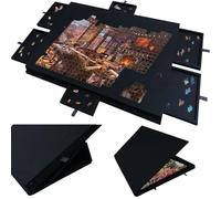 ZTMHRG Puzzle da Tavolo, Tavolo da Puzzle Portatile inclinabile in Feltro da 1500 Pezzi con 6 cassetti portaoggetti e Copertura Pieghevole, Puzzle da Tavolo Leggero per Adulti e Bambini(Black)