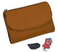 ZTMHRG Unisex Pebble Leather Wallet, RFID Blocking Small Bifold with Coin Pocket, Card Slots & Bill Compartment, Compact Pebble Grain Wallet for Men & Women(Brown)