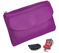 ZTMHRG Unisex Pebble Leather Wallet, RFID Blocking Small Bifold with Coin Pocket, Card Slots & Bill Compartment, Compact Pebble Grain Wallet for Men & Women(Purple)