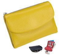 ZTMHRG Unisex Pebble Leather Wallet, RFID Blocking Small Bifold with Coin Pocket, Card Slots & Bill Compartment, Compact Pebble Grain Wallet for Men & Women(Yellow)