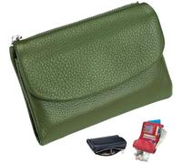 ZTMHRG Unisex Pebble Leather Wallet, RFID Blocking Small Bifold with Coin Pocket, Card Slots & Bill Compartment, Compact Pebble Grain Wallet for Men & Women(Green)