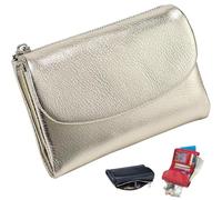 ZTMHRG Unisex Pebble Leather Wallet, RFID Blocking Small Bifold with Coin Pocket, Card Slots & Bill Compartment, Compact Pebble Grain Wallet for Men & Women(Gold)