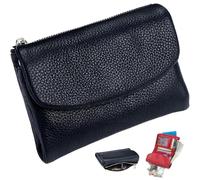 ZTMHRG Unisex Pebble Leather Wallet, RFID Blocking Small Bifold with Coin Pocket, Card Slots & Bill Compartment, Compact Pebble Grain Wallet for Men & Women(Black)