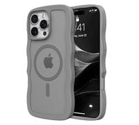 ZTOFERA Custodia magnetica per iPhone 16 Pro Max, con telaio ondulato riccio, in silicone, compatibile con MagSafe traslucido opaco, antiurto, colore grigio