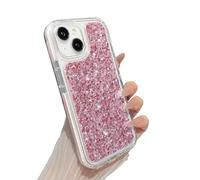 ZTOFERA per iPhone 15 Custodia, Lusso Bling Glitter Custodia del Telefono Durevole TPU Scintille Resistente agli Urti Protezione Copertura per Ragazze Donne - Rosa
