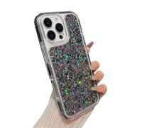 ZTOFERA per iPhone 15 Pro Max, Cover di Lusso con Paillettes Bling e Scintille, Telefono Resistente agli Urti, TPU Protezione Durevole, Cover per Ragazze e Donne - Nero