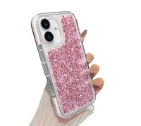 ZTOFERA per iPhone 16 Custodia, Lusso Bling Glitter Custodia del Telefono Durevole TPU Scintille Resistente agli Urti Protezione Copertura per Ragazze Donne - Rosa