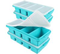 Ztomine Vassoio per congelatore in silicone con coperchio, stampi per alimenti per congelatori in silicone, grande vassoio per cubetti di ghiaccio, confezione da 4 contenitori in silicone, per