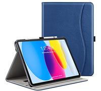 ZtotopCases Custodia per iPad 10a Generazione, Modello 2022 da 10,9 Pollici, Cover Business in Pelle Premium con Funzione Sveglia/Sleep Automatica, Cover per Supporto Multi-Angolo con Tasca, Blu Navy