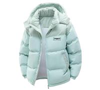 ZTOZKTCD Giacca trapuntata invernale unisex Gol-d.w_ing con combinazione di colori e cappuccio rimovibile, spessore per il tempo libero, il pendolarismo e la vita quotidiana, blu cielo, XL