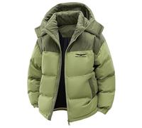 ZTOZKTCD Giacca trapuntata invernale unisex Gol-d.w_ing con combinazione di colori e cappuccio rimovibile, spessore per il tempo libero, il pendolarismo e la vita quotidiana, verde, XL