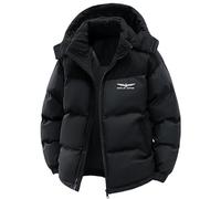 ZTOZKTCD Giacca trapuntata invernale unisex Gol-d.w_ing con combinazione di colori e cappuccio rimovibile, spessore per il tempo libero, il pendolarismo e la vita quotidiana, Nero , M