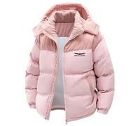ZTOZKTCD Giacca trapuntata invernale unisex Gol-d.w_ing con combinazione di colori e cappuccio rimovibile, spessore per il tempo libero, il pendolarismo e la vita quotidiana, Colore: rosa., L