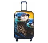 ZTPOWQA Animal Cute Brown Otters Stampa Decorativo Viaggio Bagagli Copertura Nascosto Cerniera Valigia Anti Graffio Antipolvere, bianco, XL