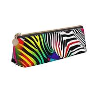 ZTPOWQA Astuccio colorato arcobaleno zebra stampa adolescenti astuccio grande capacità borsa organizer per scuola necessità quotidiane
