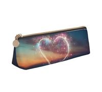 ZTPOWQA Astuccio con stampa a forma di cuore e stella cadente per adolescenti, grande capacità, borsa organizer per la scuola e tutti i giorni