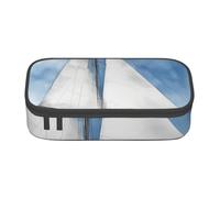 ZTPOWQA Astuccio con stampa di barca a vela blu, funzionale, elegante, per adolescenti, ragazze, adulti, scuola, università, uso quotidiano