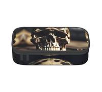 ZTPOWQA Astuccio funzionale elegante con teschio e scheletro, per adolescenti, ragazze, adulti, scuola, università, uso quotidiano