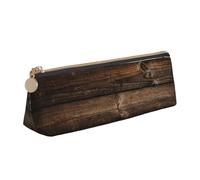 ZTPOWQA Astuccio in legno marrone con stampa per adolescenti, grande capacità, borsa organizer per la scuola e tutti i giorni