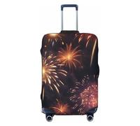 ZTPOWQA Bella Stampa Fuochi D'artificio Lavabile Valigia Copertura Personalizzata Bagagli Protector Viaggio Elastico Anti Graffio, Nero , L