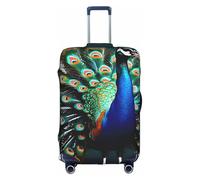 ZTPOWQA Bella Stampa Pavone Copertura Dei Bagagli Da Viaggio Decorativa Nascosto Della Chiusura Lampo Valigie Anti Graffio, bianco, L