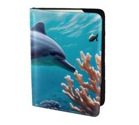 ZTPOWQA Bellissimo mondo sottomarino delfini stampa corallo uomo donna passaporto documento di viaggio elegante sicuro portafoglio in pelle accessorio, Nero , taglia unica