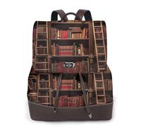 ZTPOWQA Borsa da viaggio dello zaino di cuoio delle donne alla moda della stampa della libreria della biblioteca per le cinghie regolabili delle signore multiple