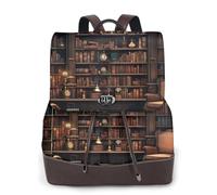 ZTPOWQA Borsa da viaggio dello zaino di cuoio delle donne alla moda della stampa della libreria della biblioteca per le cinghie regolabili delle signore multiple
