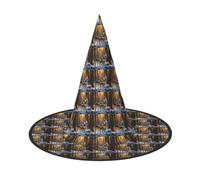 ZTPOWQA Cappello da strega pieghevole con stampa di lupi per Halloween | Cosplay Costume spettrale Vacanza Gioco di ruolo Cappelli Carnevale Indoor Outdoor