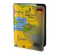 ZTPOWQA Cartina della Germania con stampa colorata per passaporto e documenti di viaggio, elegante custodia in pelle per uomo e donna, Nero , taglia unica