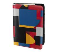 ZTPOWQA Composizione in rosso, giallo, blu e nero, per uomo e donna, per passaporto, documenti di viaggio, elegante custodia in pelle sicura, Nero , taglia unica