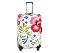 ZTPOWQA Copertura decorativa dei bagagli di viaggio della stampa della foglia del fiore ha nascosto le valigie anti graffio antipolvere, bianco, L