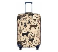 ZTPOWQA Copertura decorativa per bagagli da viaggio con stampa di alci, orso e cervo, con cerniera nascosta, antigraffio, antipolvere, bianco, S