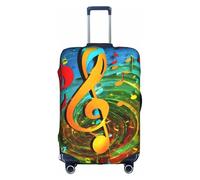 ZTPOWQA Copertura decorativa per bagagli da viaggio con stampa nota musicale con cerniera nascosta antigraffio antipolvere, bianco, M
