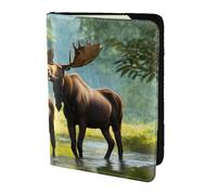 ZTPOWQA Custodia a portafoglio in pelle con stampa di cervo e orso, unisex, per passaporto, da viaggio, elegante e sicura, Nero , taglia unica