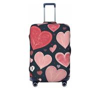 ZTPOWQA Custodia universale elastica per valigie con stampa di cuori di San Valentino, Nero , M, Bagaglio a mano
